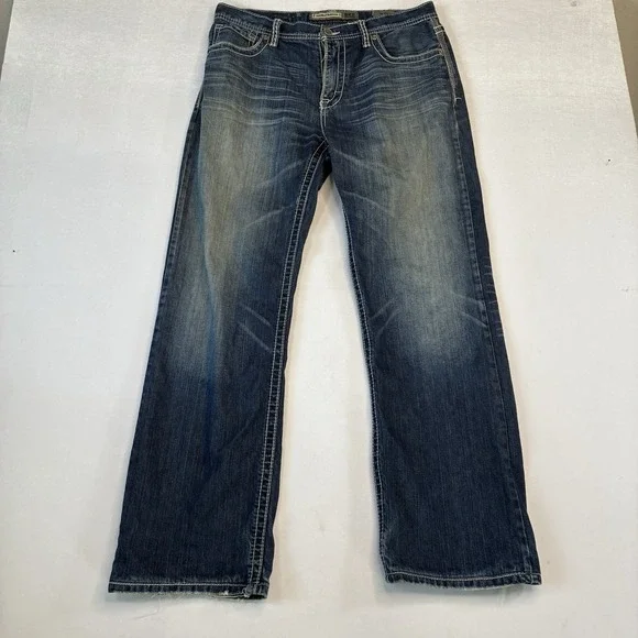 BKE Tyler Jeans Men 34x30 Straight Buckle Whisker Western Cowboy Denim Medium - Picture 2 of 12